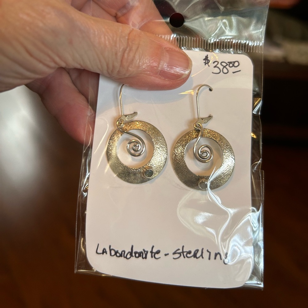 Sterling silver earrings with labradorite